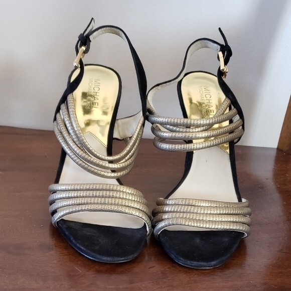 Michael Kors Shoes - Michael Michael Kors Cameron Black & Gold Women's Heels Size 9